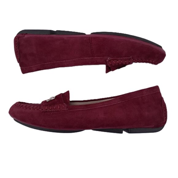 Vionic 456 Sydney Loafers Women 7 Dark Red Suede Leather Slip On Moc TVW4105 - Picture 5 of 14
